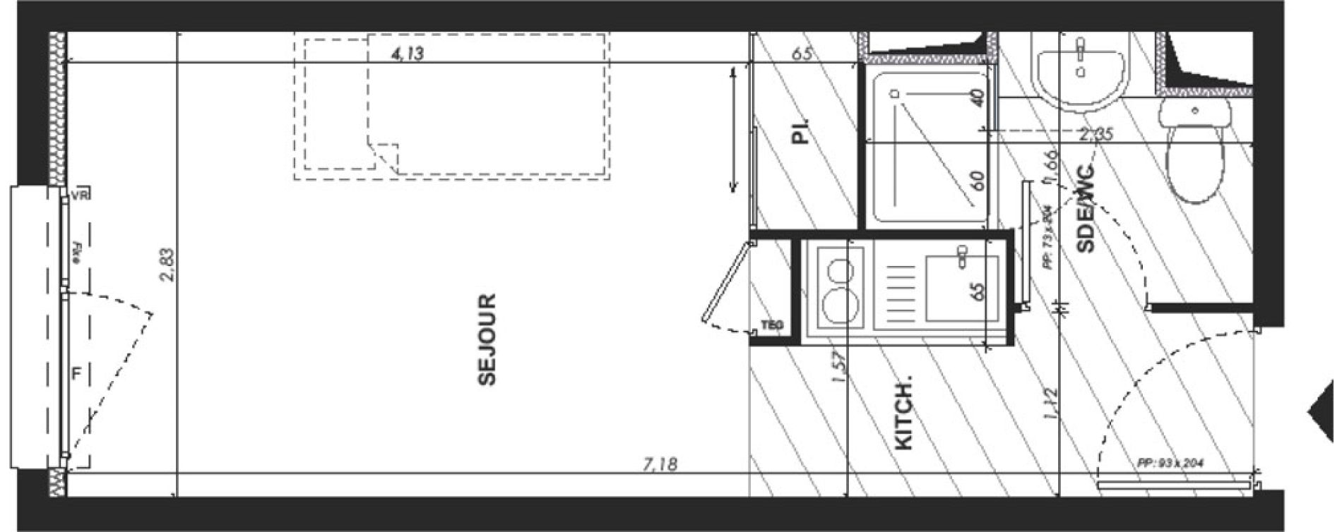 Appartement T1 de 19,45 m2 &agrave; Nice Pasteur