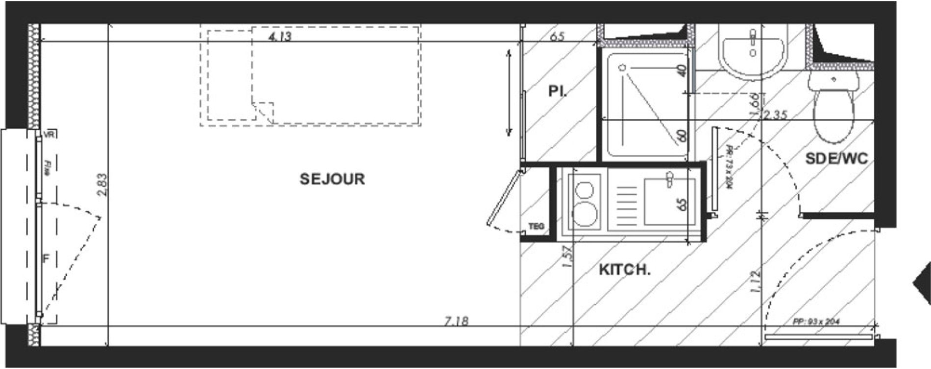 Appartement T1 de 19,50 m2 &agrave; Nice Pasteur