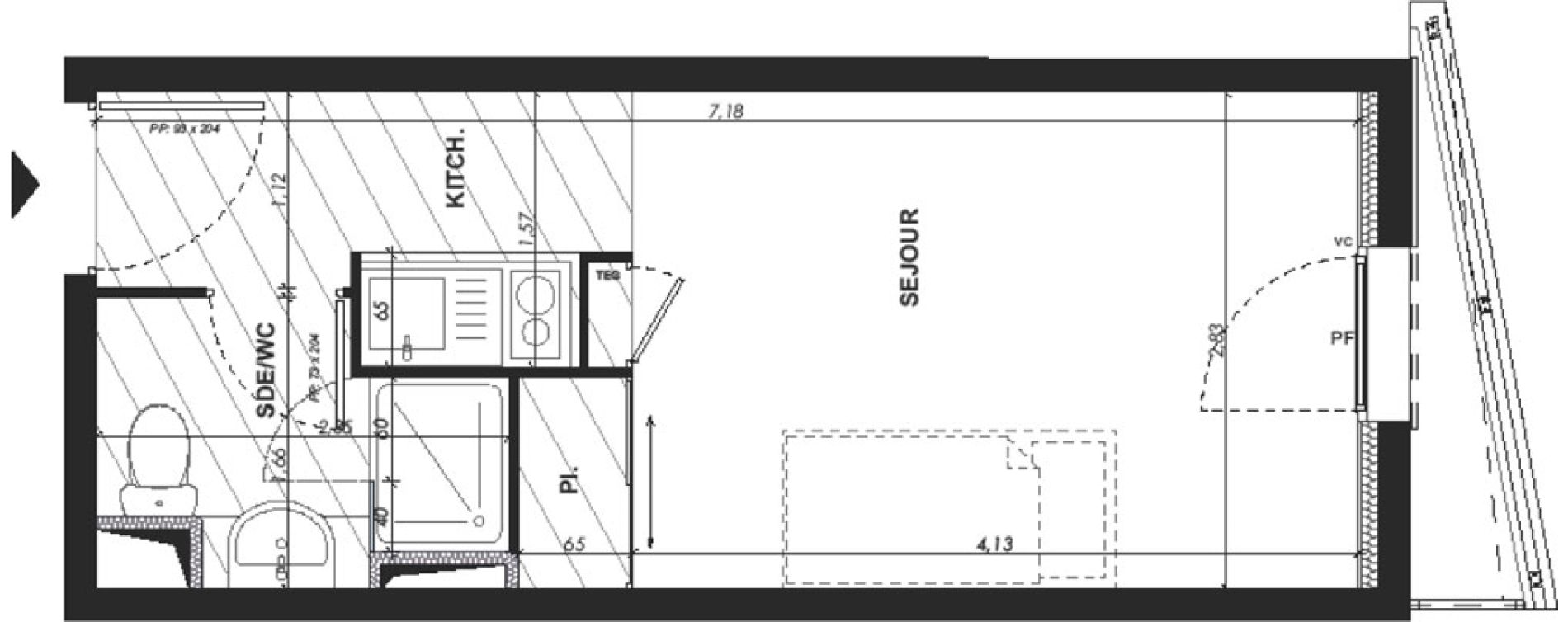 Appartement T1 de 19,50 m2 &agrave; Nice Pasteur