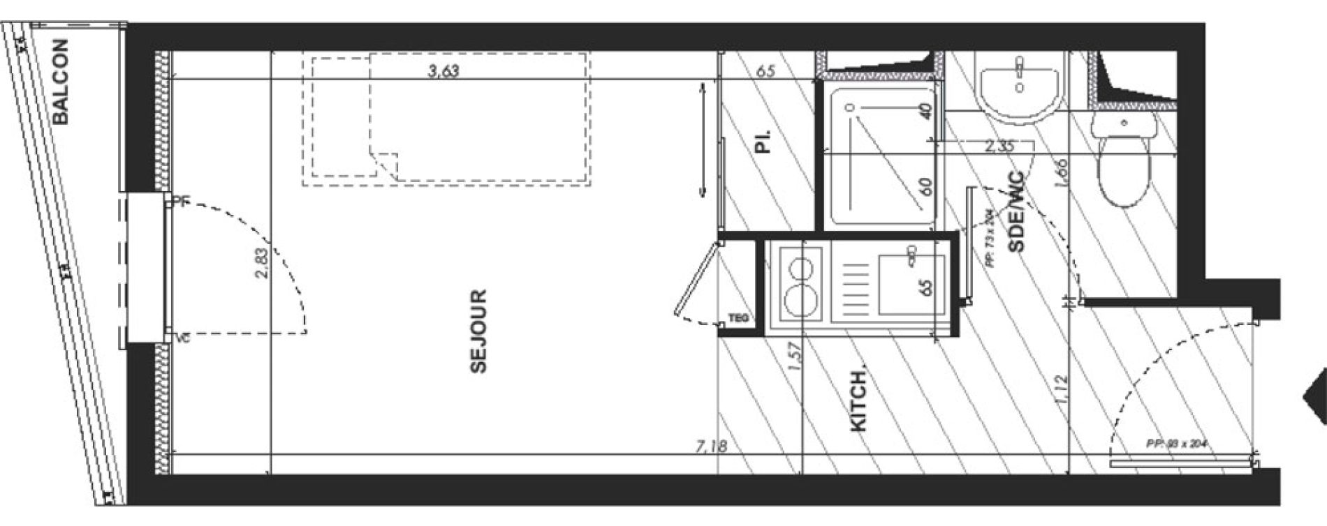 Appartement T1 de 18,60 m2 &agrave; Nice Pasteur