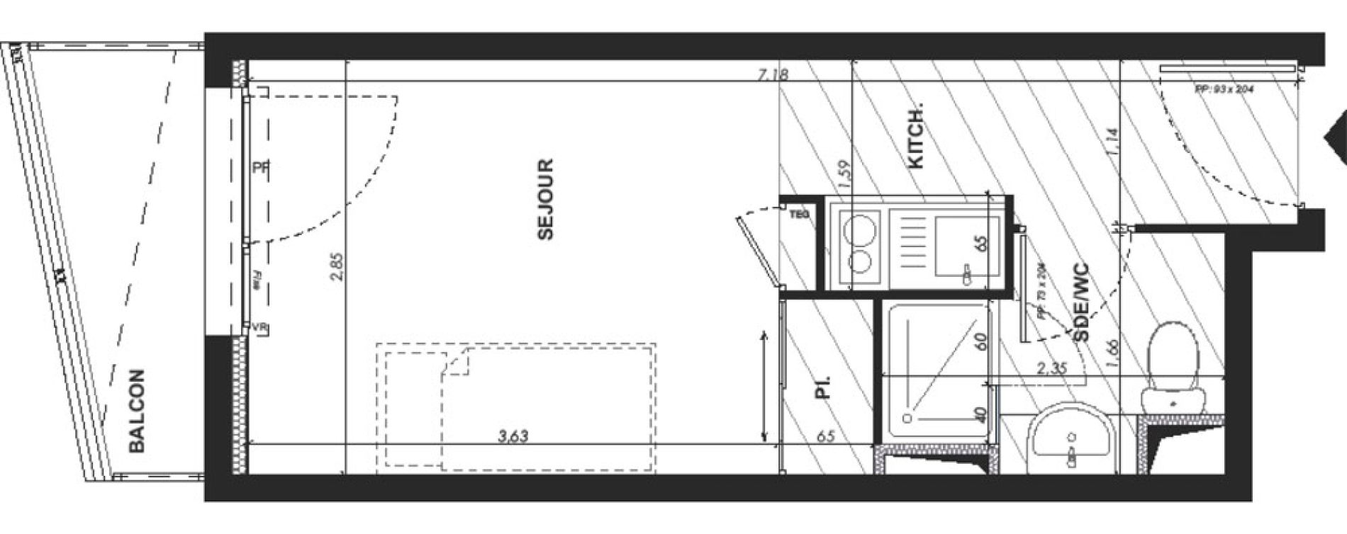 Appartement T1 de 18,75 m2 &agrave; Nice Pasteur