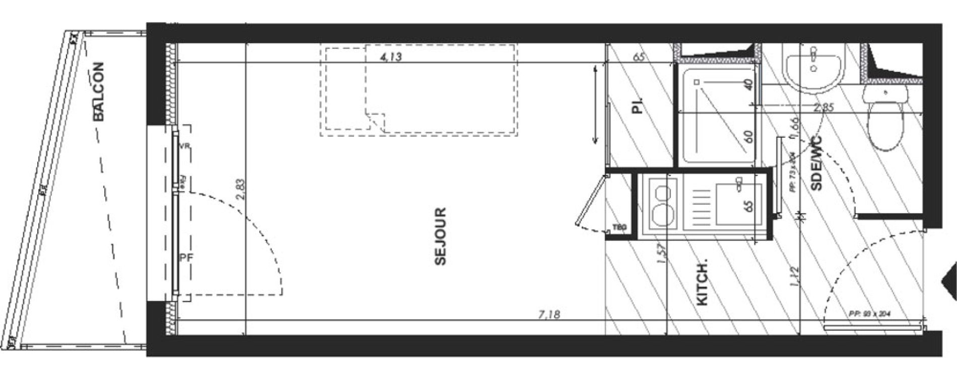 Appartement T1 de 19,45 m2 &agrave; Nice Pasteur