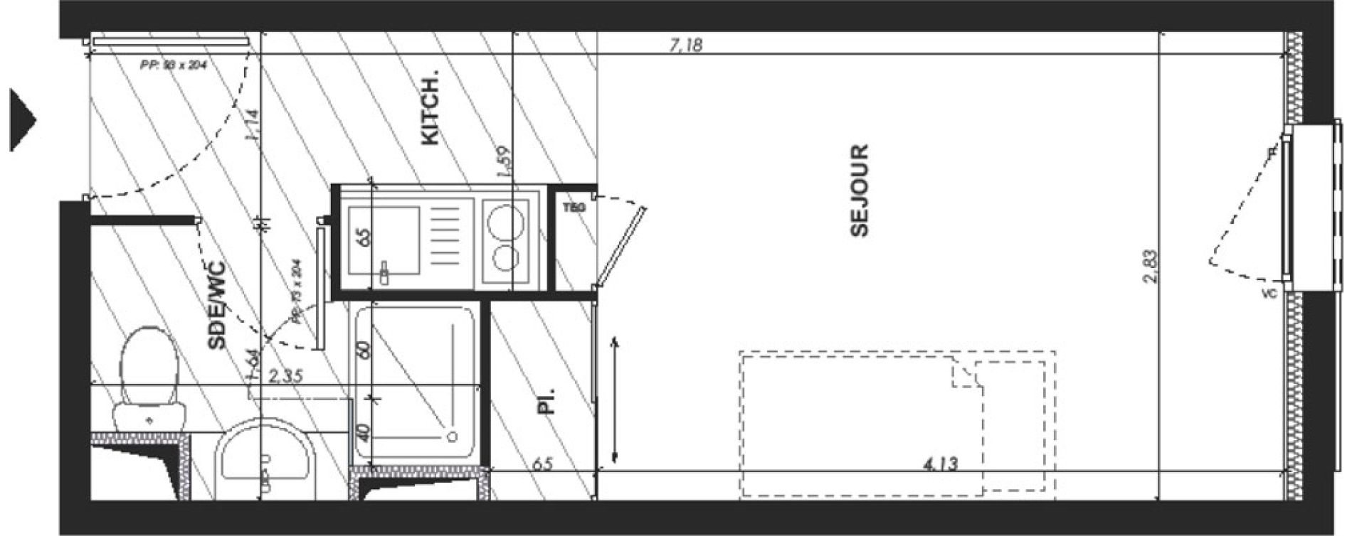 Appartement T1 de 19,50 m2 &agrave; Nice Pasteur