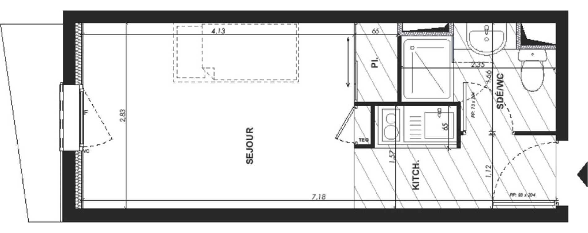 Appartement T1 de 19,45 m2 &agrave; Nice Pasteur