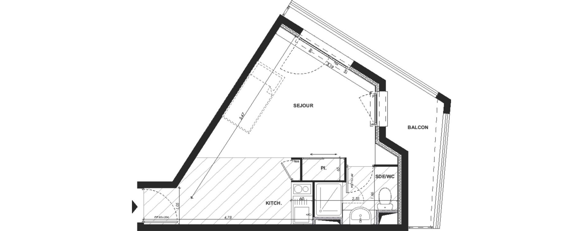 Appartement T1 de 24,30 m2 &agrave; Nice Pasteur