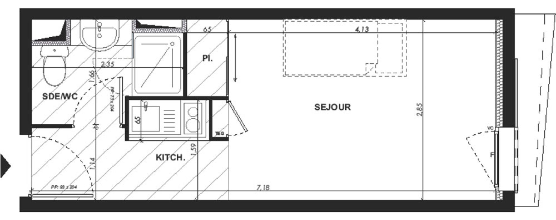 Appartement T1 de 19,60 m2 &agrave; Nice Pasteur