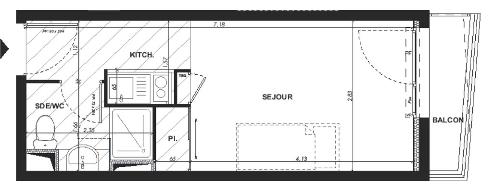 Appartement T1 de 19,50 m2 &agrave; Nice Pasteur