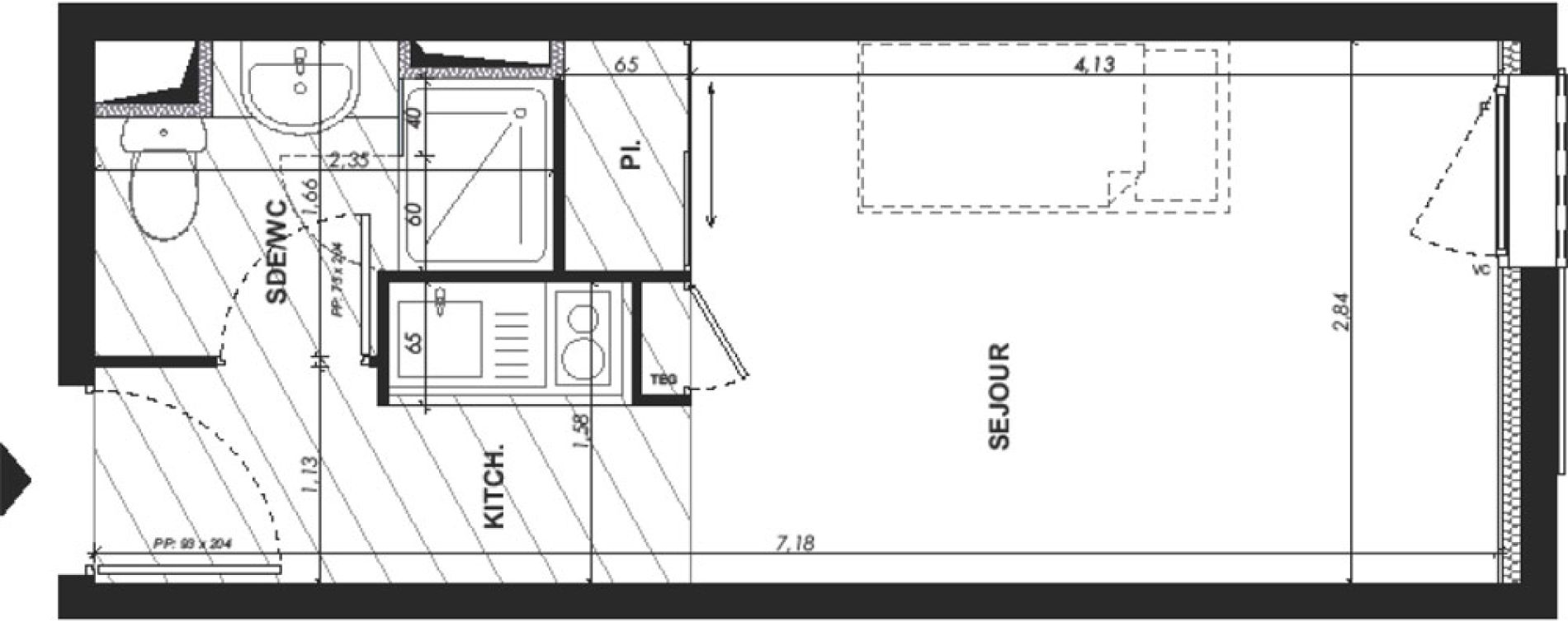 Appartement T1 de 19,60 m2 &agrave; Nice Pasteur