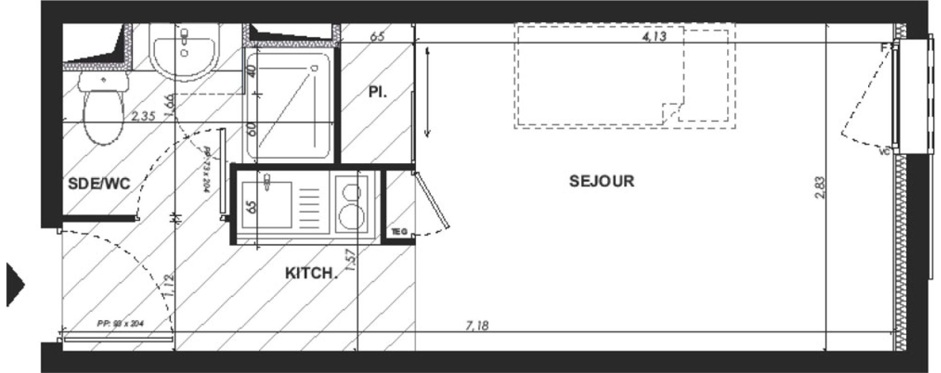 Appartement T1 de 19,50 m2 &agrave; Nice Pasteur