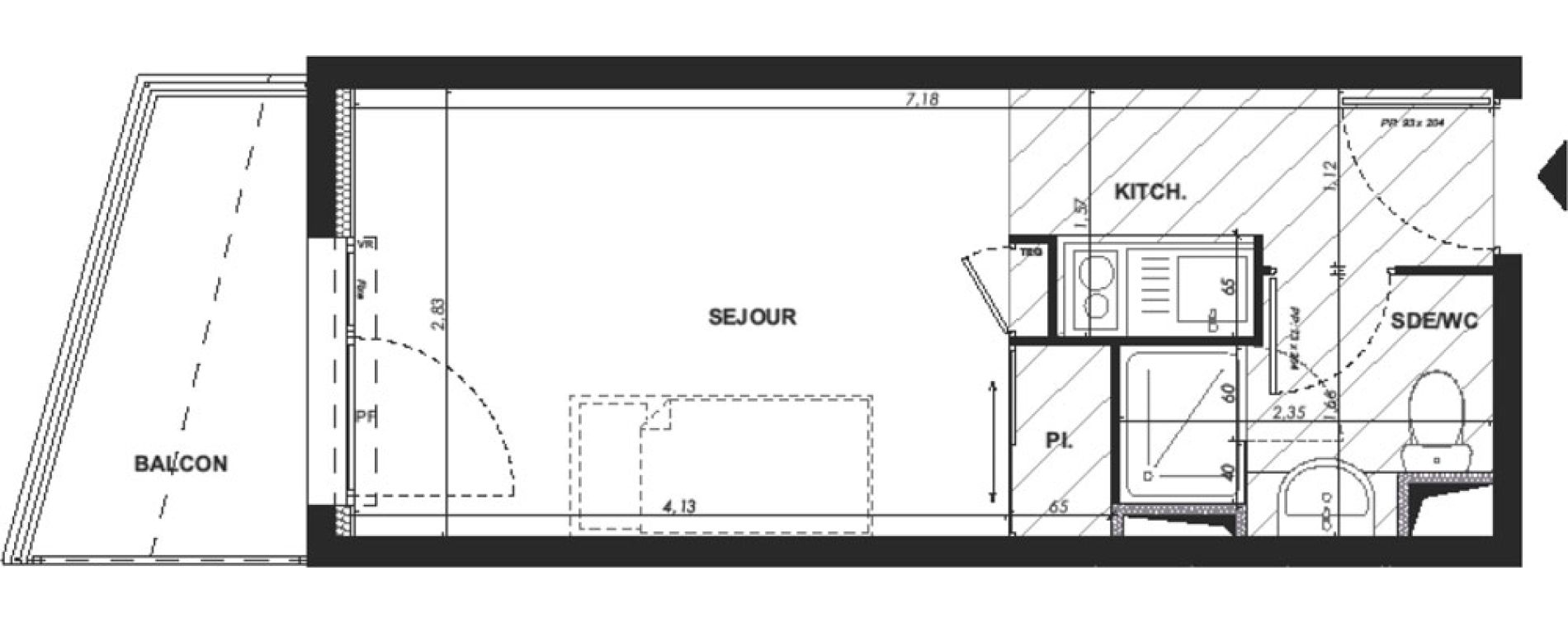 Appartement T1 de 19,50 m2 &agrave; Nice Pasteur