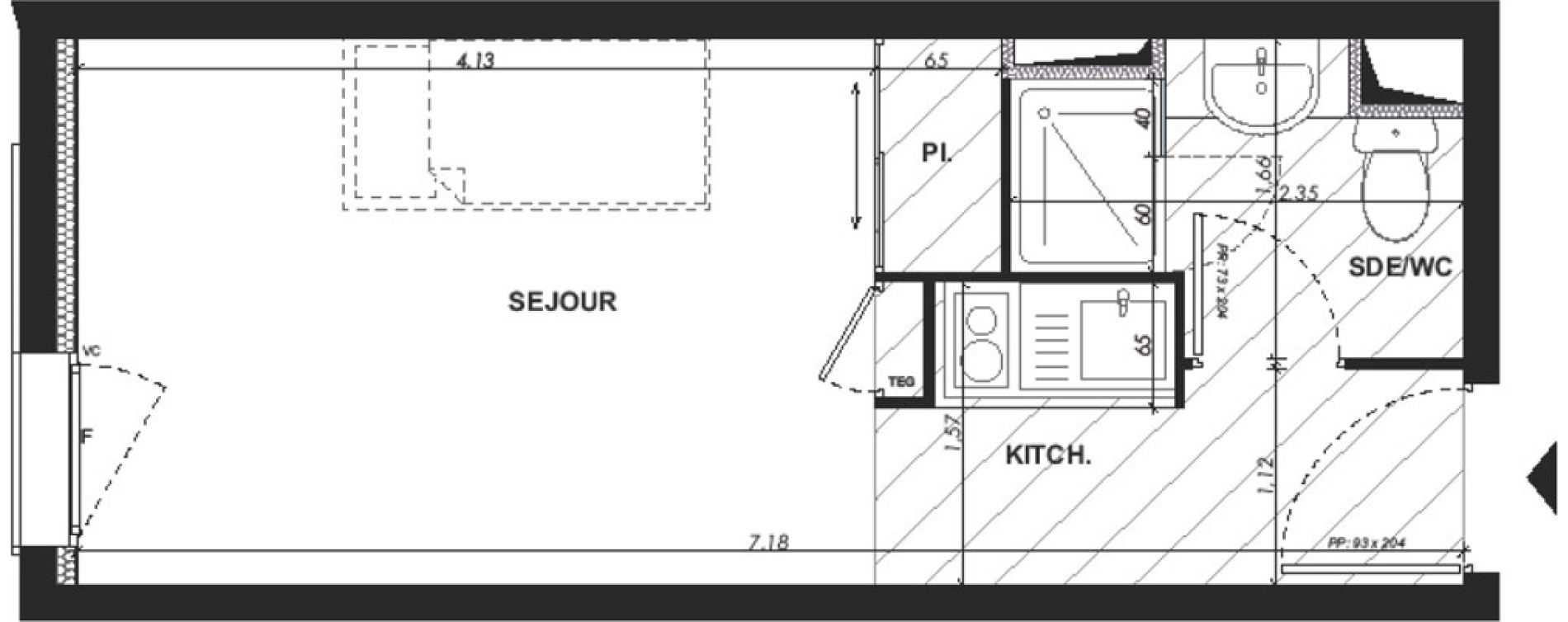 Appartement T1 de 19,50 m2 &agrave; Nice Pasteur