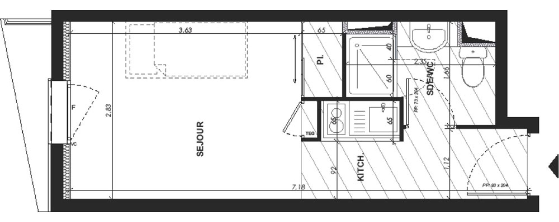 Appartement T1 de 18,60 m2 &agrave; Nice Pasteur