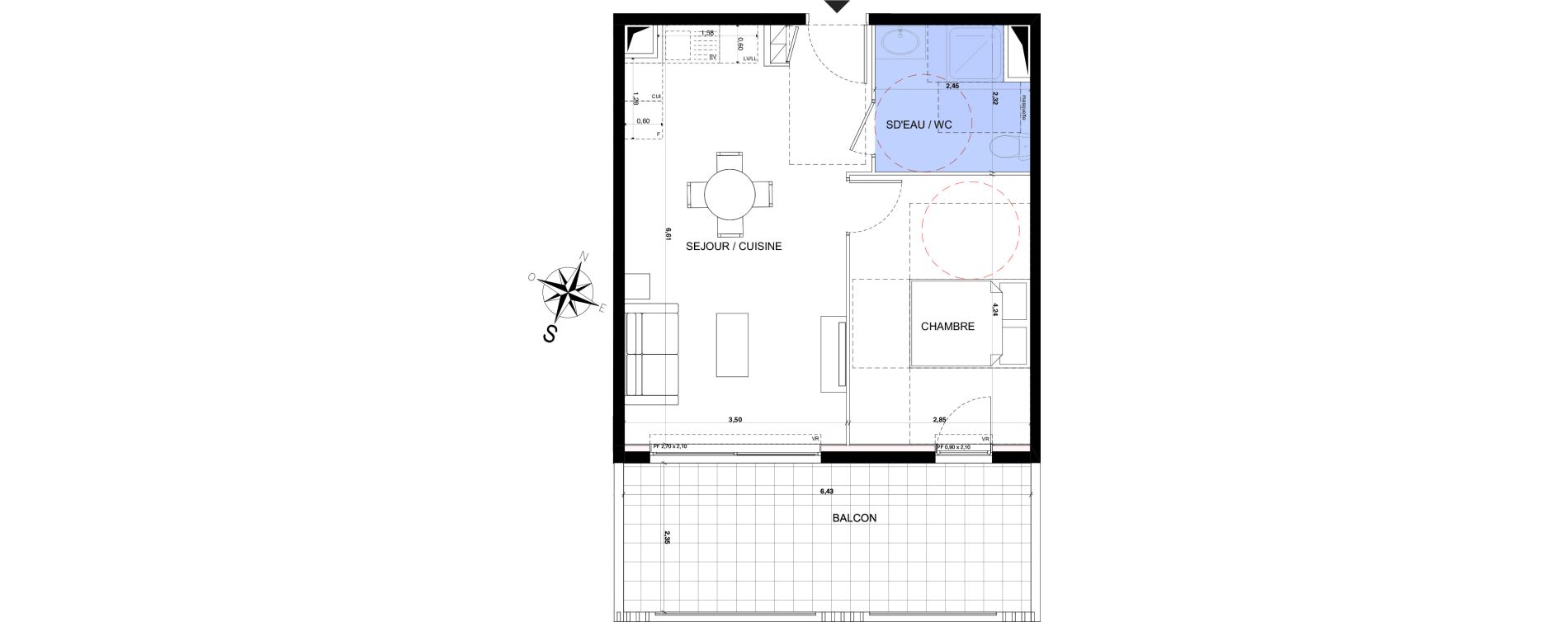 Appartement T2 de 40,70 m2 &agrave; Nice Pessicart