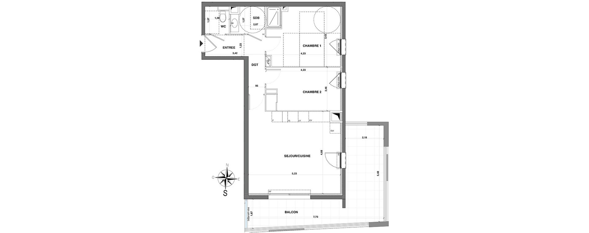 Appartement T3 de 60,25 m2 &agrave; Nice Fabron