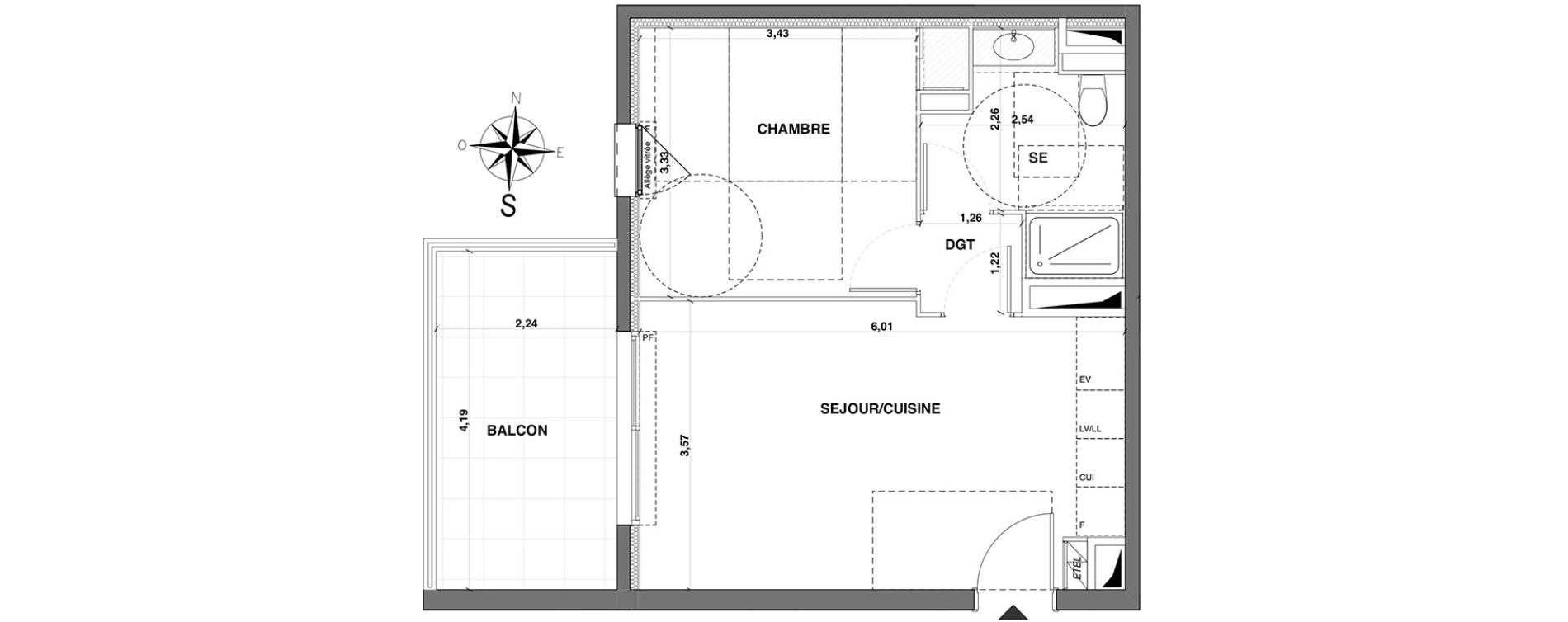 Appartement T2 de 39,45 m2 &agrave; Nice Fabron