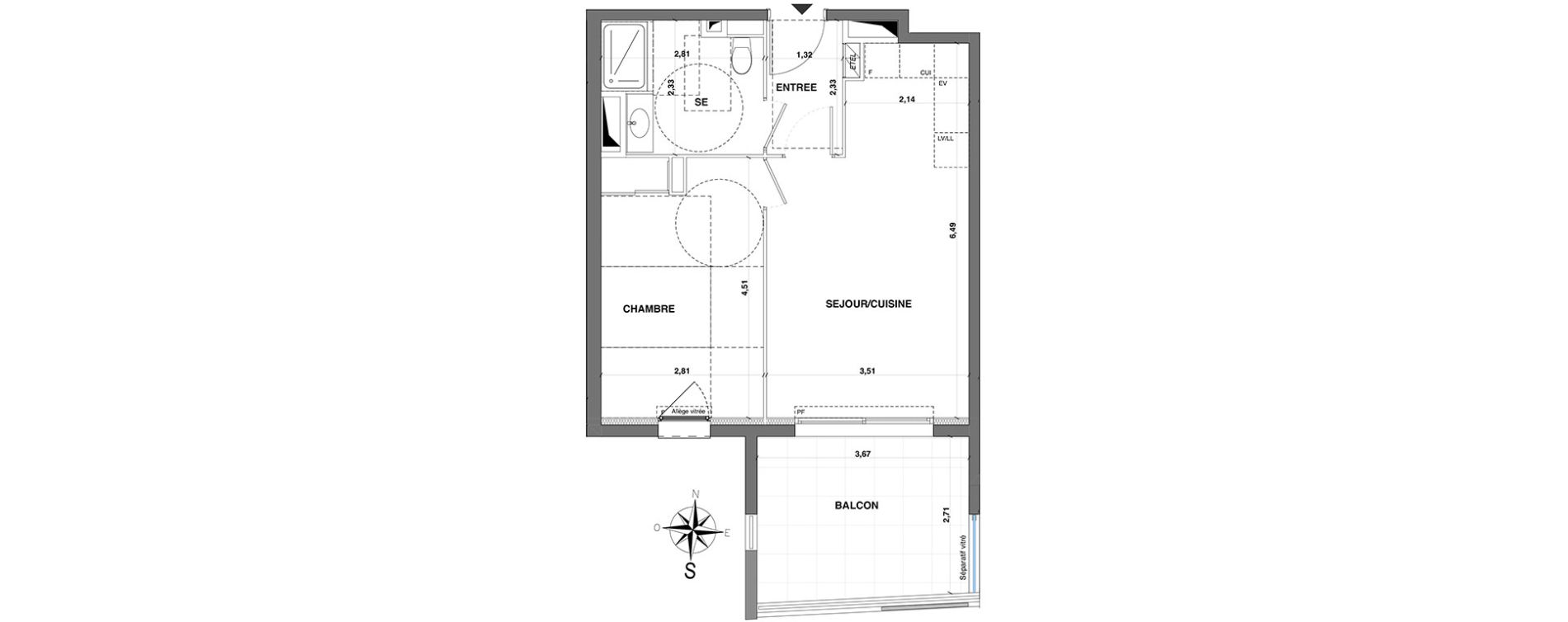 Appartement T2 de 41,05 m2 &agrave; Nice Fabron