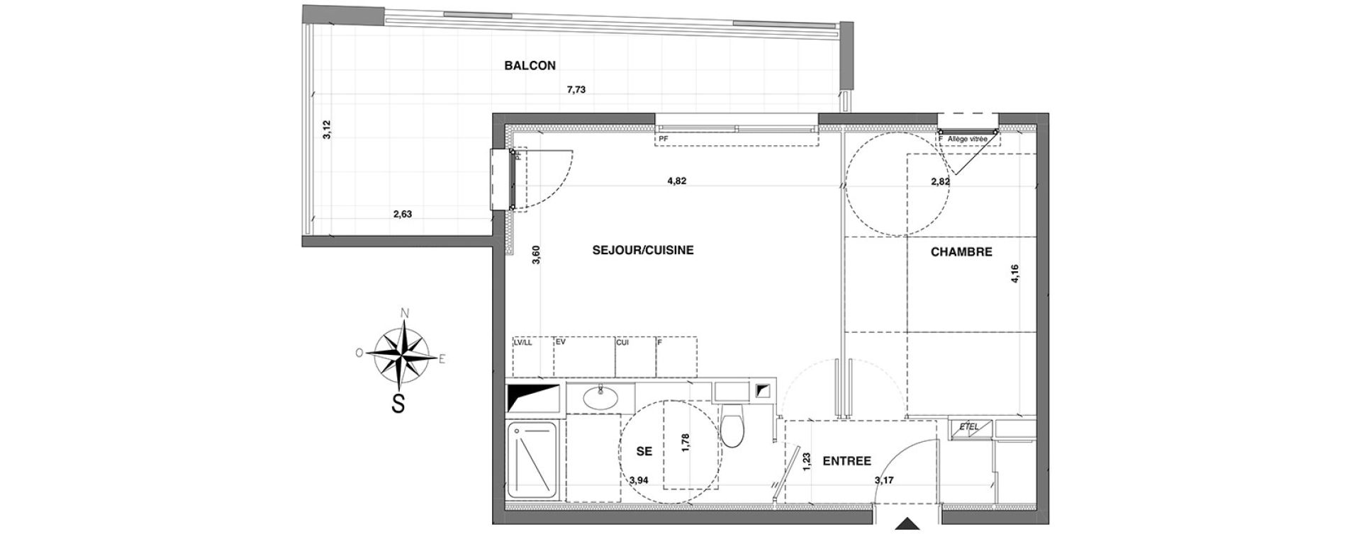 Appartement T2 de 40,40 m2 &agrave; Nice Fabron