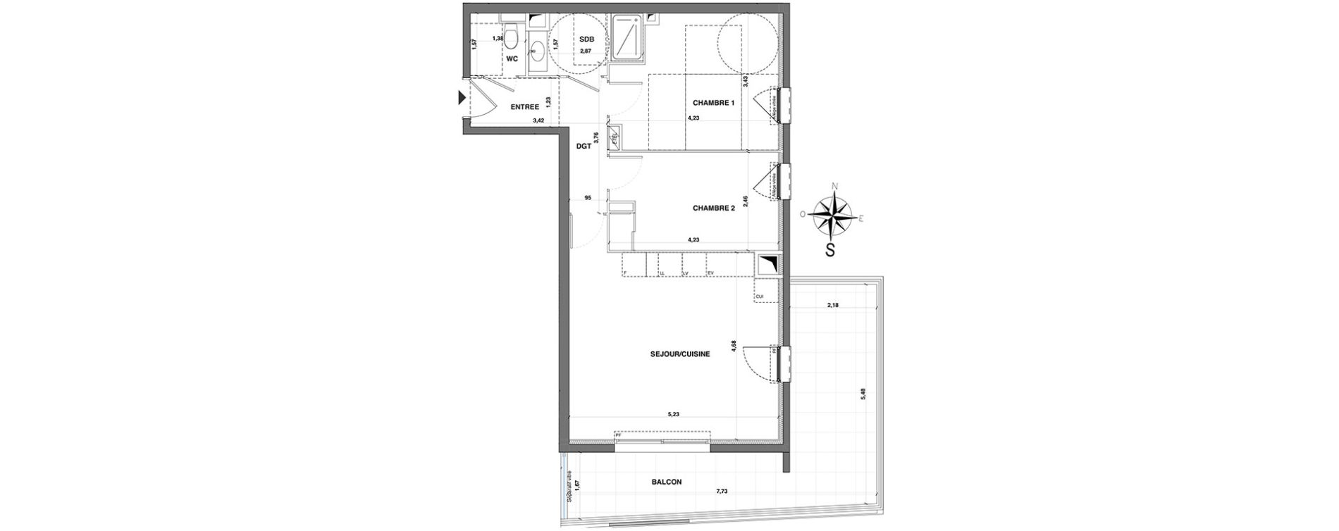 Appartement T3 de 60,25 m2 &agrave; Nice Fabron