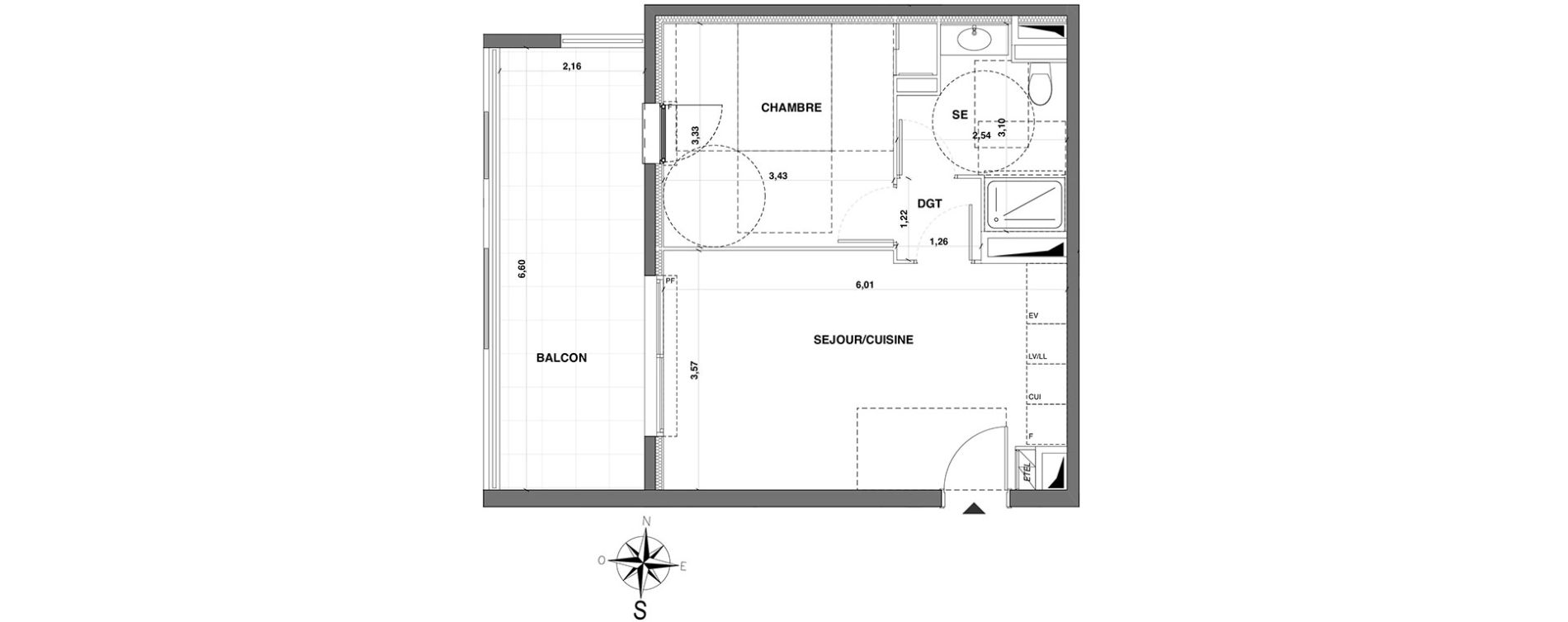 Appartement T2 de 39,45 m2 &agrave; Nice Fabron