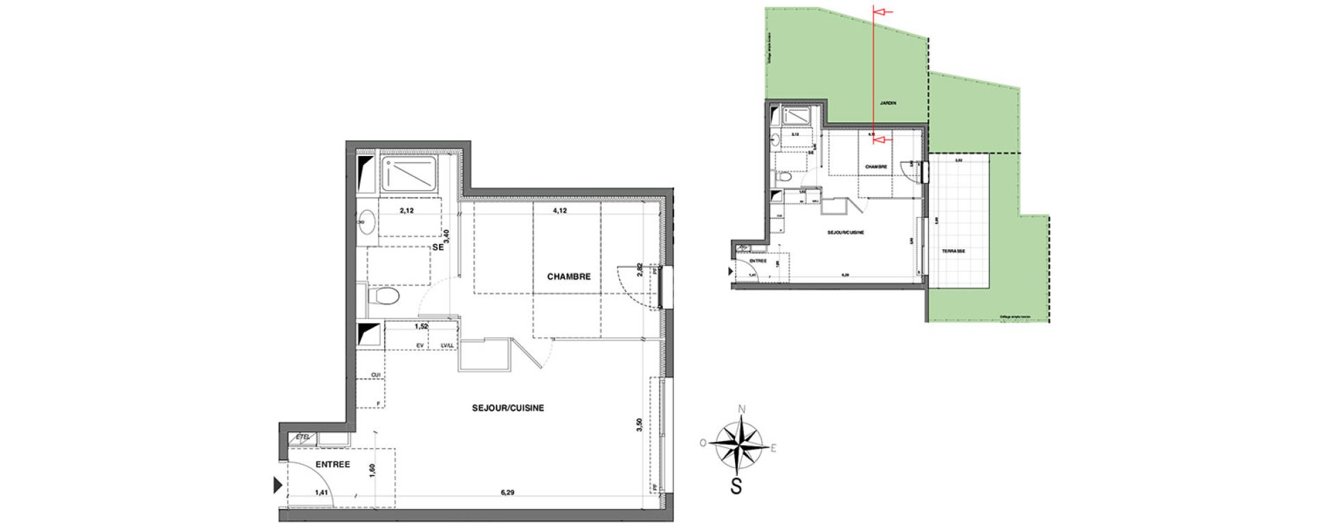 Appartement T2 de 42,40 m2 &agrave; Nice Fabron