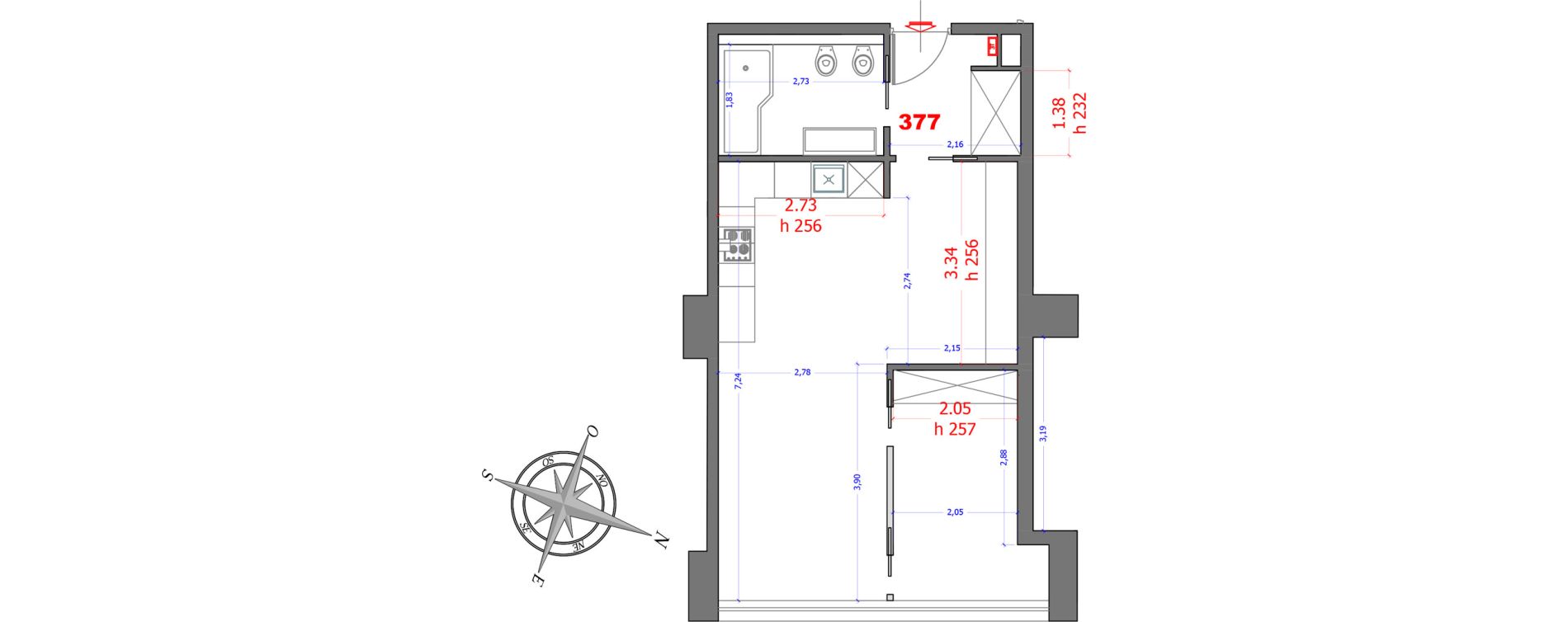 Appartement T2 de 41,80 m2 &agrave; Nice Bottero