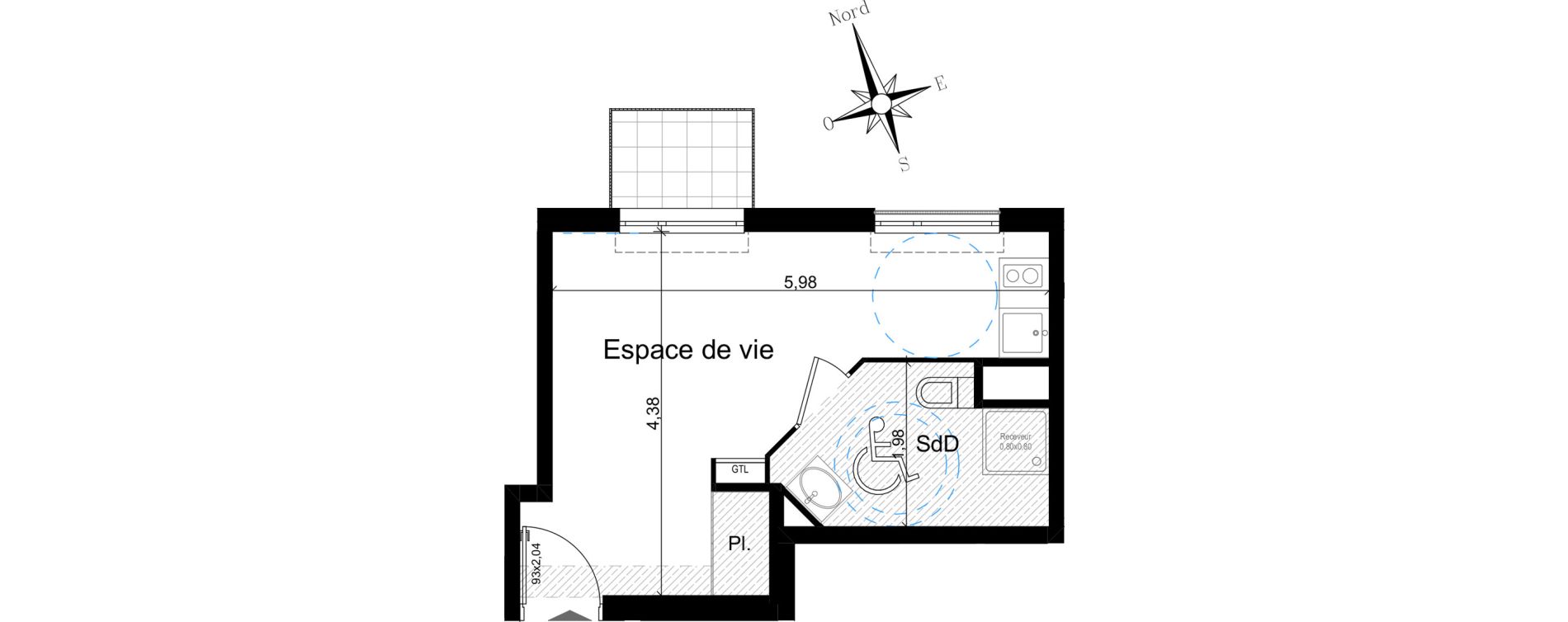 Appartement T1 de 22,77 m2 &agrave; Nice Riquier
