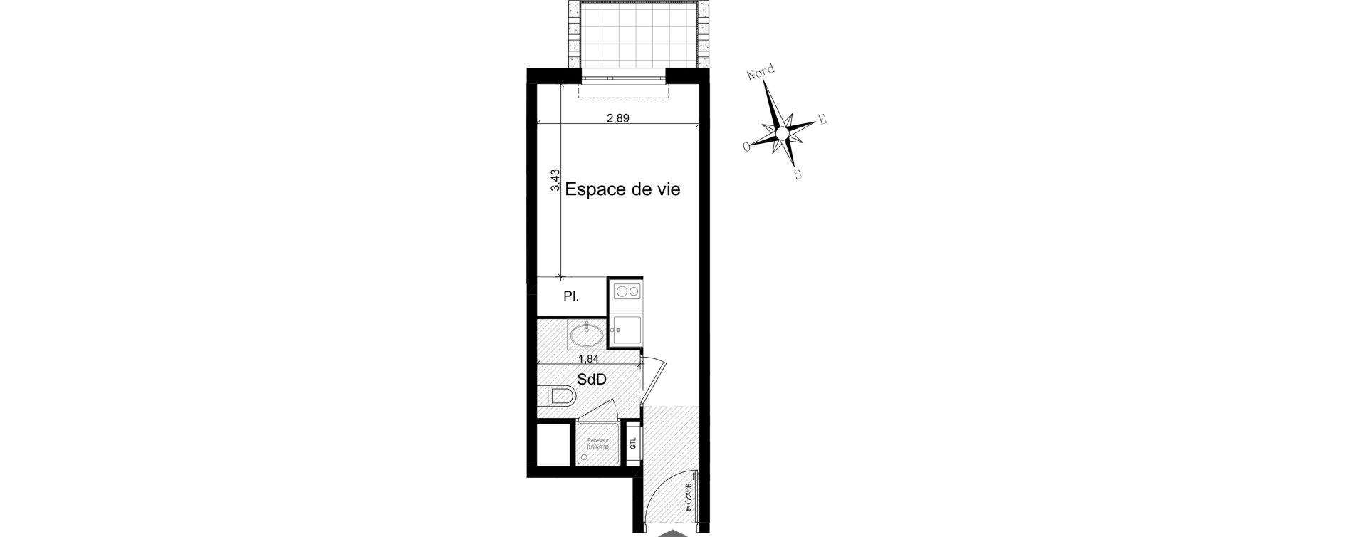 Appartement T1 meubl&eacute; de 19,52 m2 &agrave; Nice Riquier