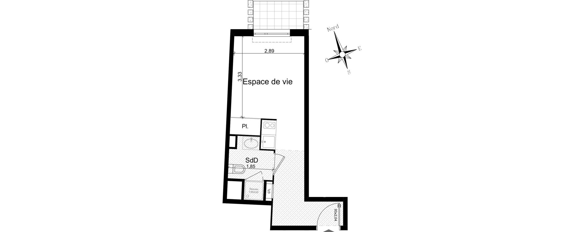 Appartement T1 meubl&eacute; de 22,17 m2 &agrave; Nice Riquier