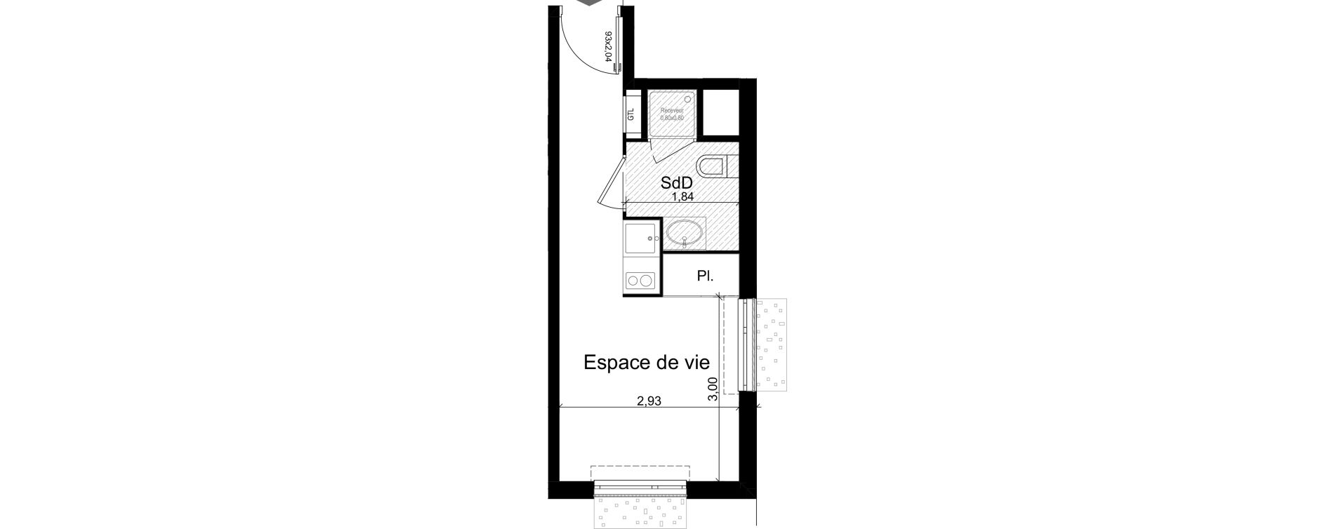Appartement T1 de 18,69 m2 &agrave; Nice Riquier