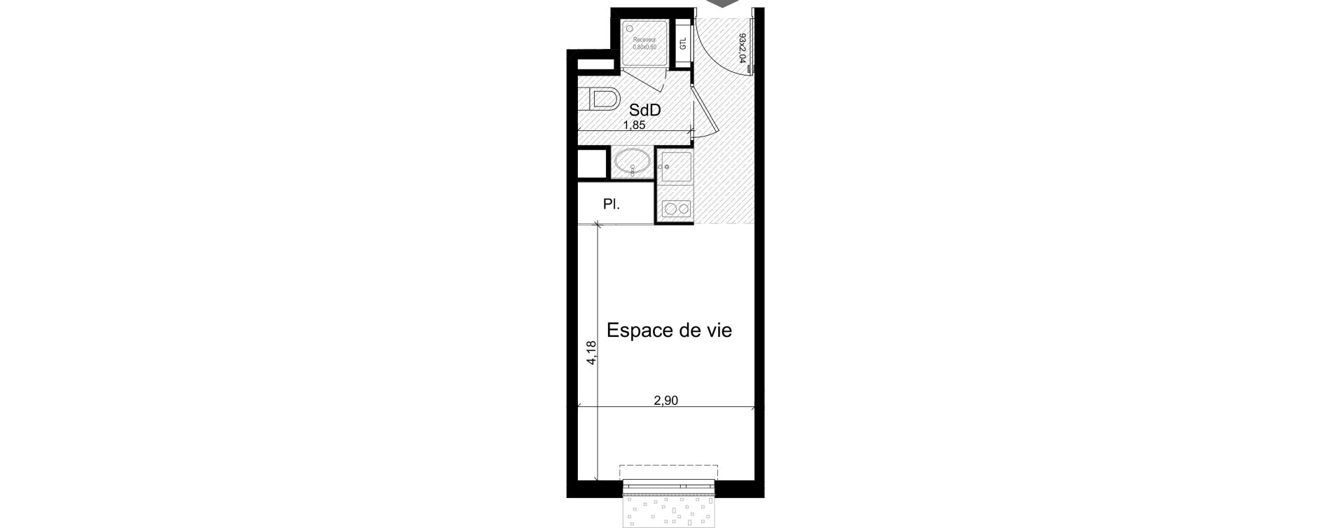 Appartement T1 de 20,36 m2 &agrave; Nice Riquier