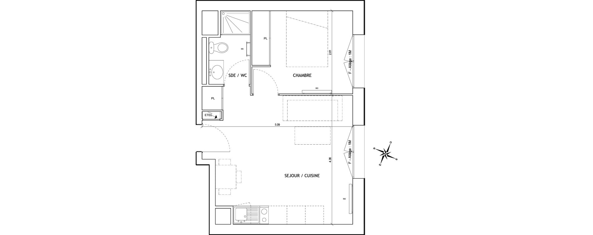 Appartement T2 de 33,77 m2 &agrave; Nice Joia