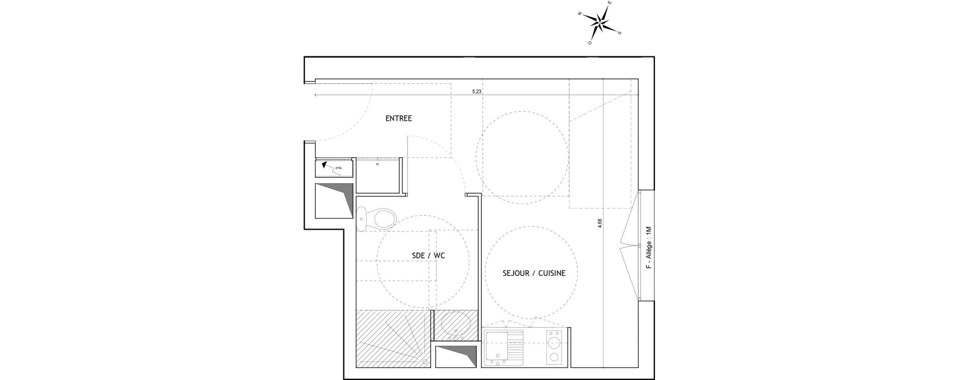 Appartement T1 de 21,10 m2 &agrave; Nice Joia