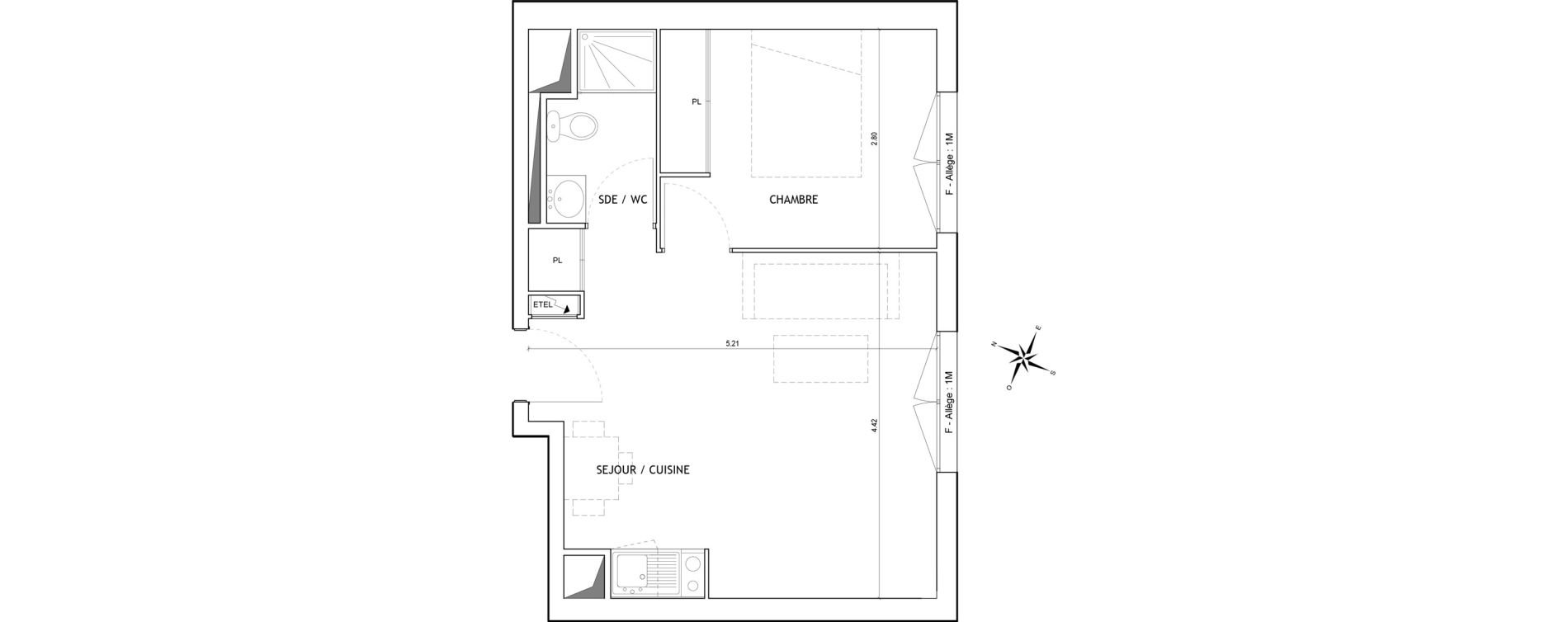 Appartement T2 de 33,77 m2 &agrave; Nice Joia