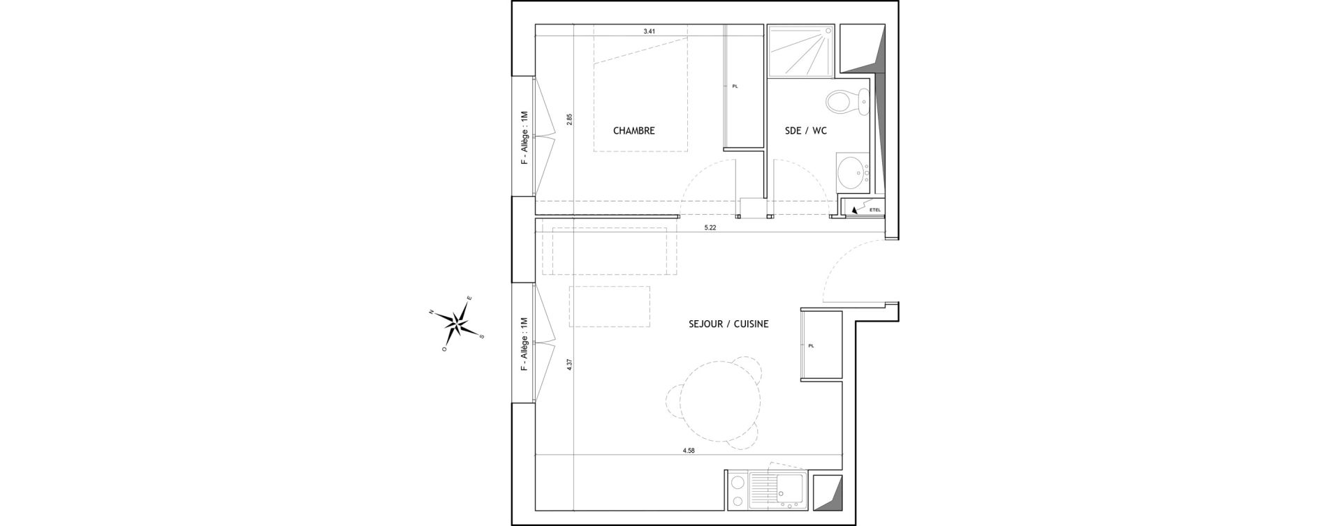 Appartement T2 de 32,94 m2 &agrave; Nice Joia