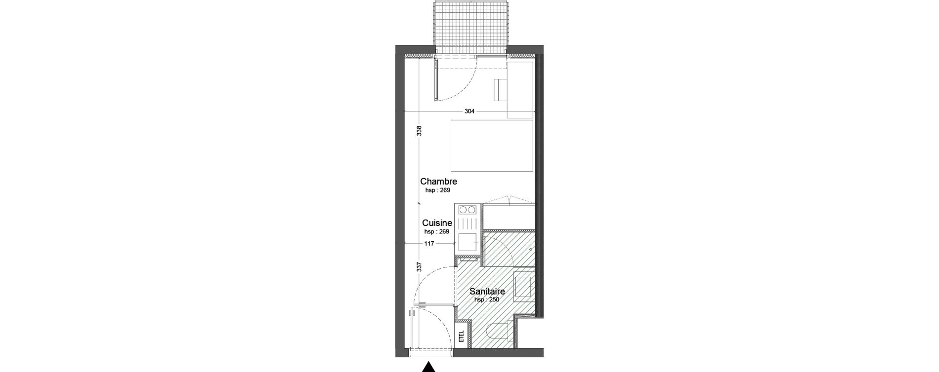 Appartement T1 de 19,46 m2 &agrave; Nice L arenas