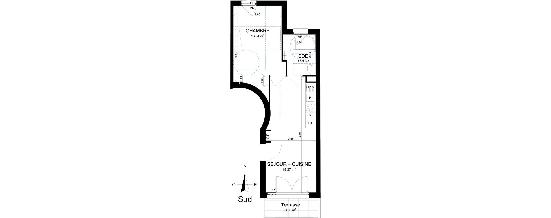 Appartement T2 de 37,38 m2 &agrave; Nice Cessole