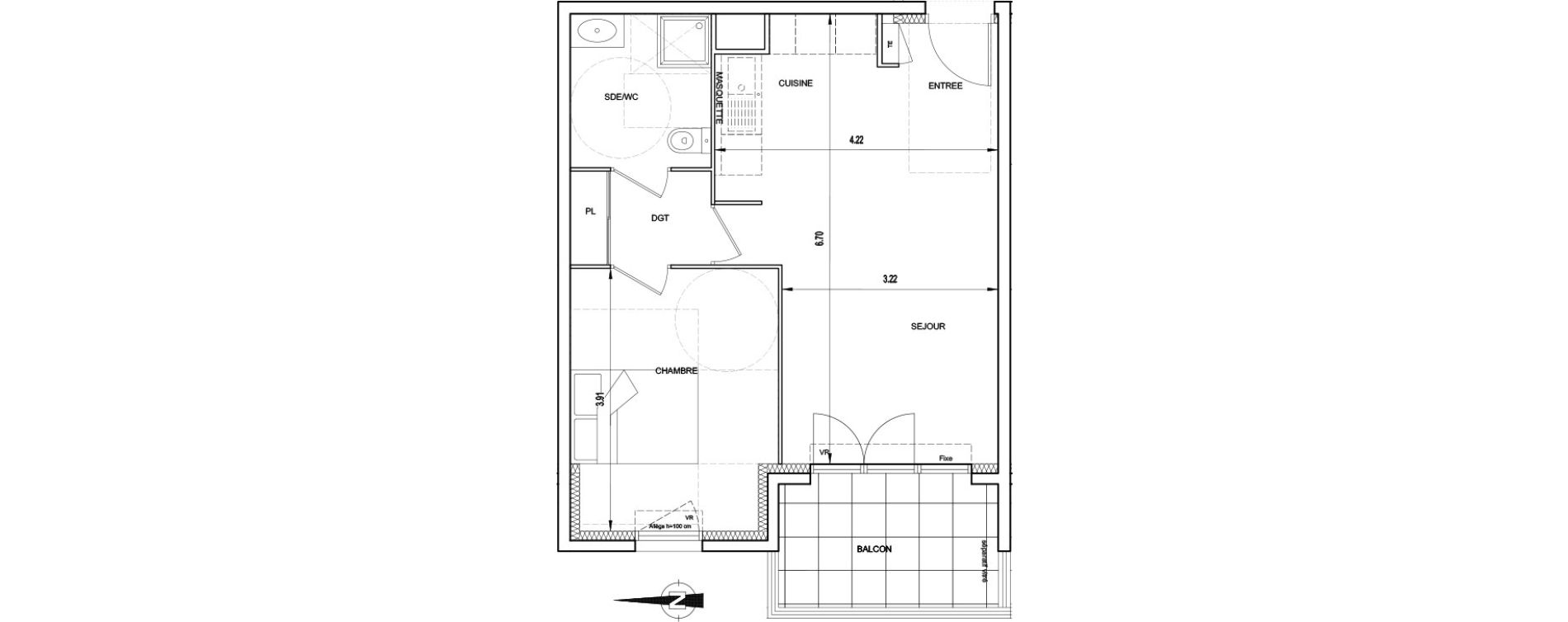 Appartement T2 de 43,80 m2 &agrave; Nice Cimiez
