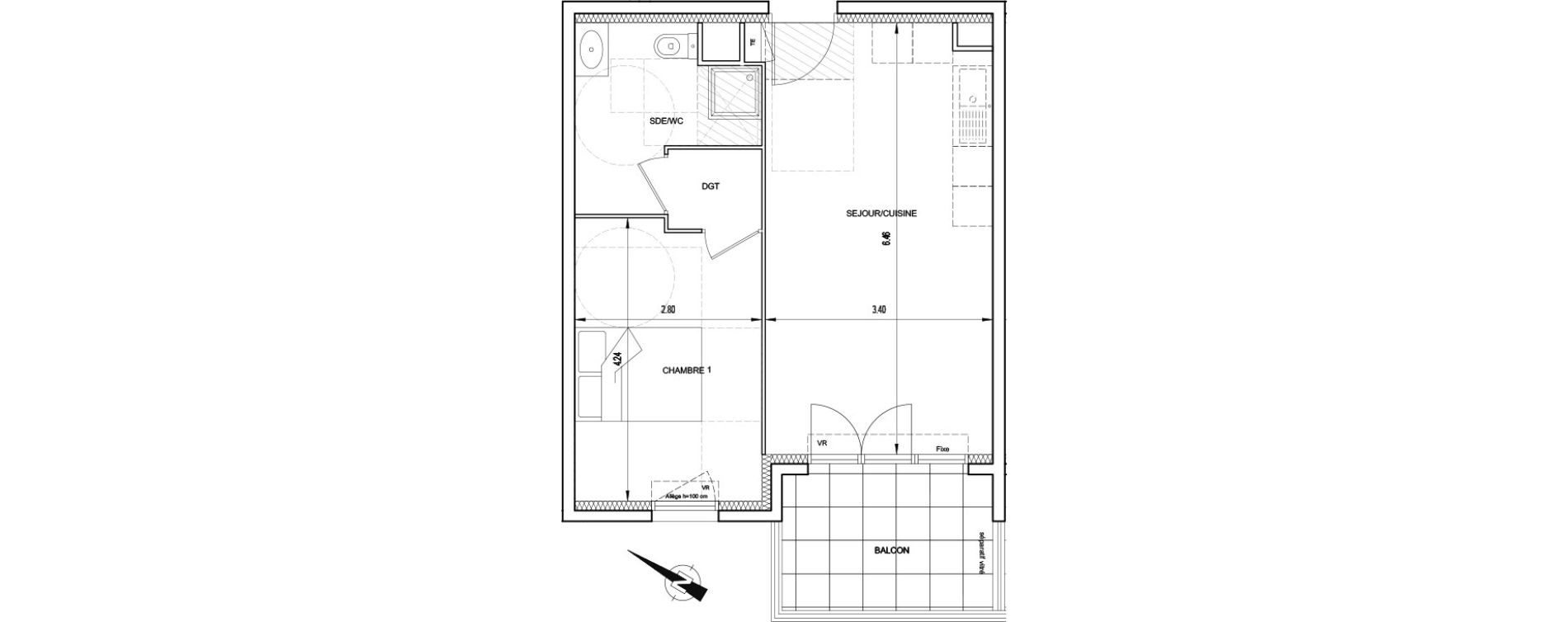 Appartement T2 de 41,21 m2 &agrave; Nice Cimiez