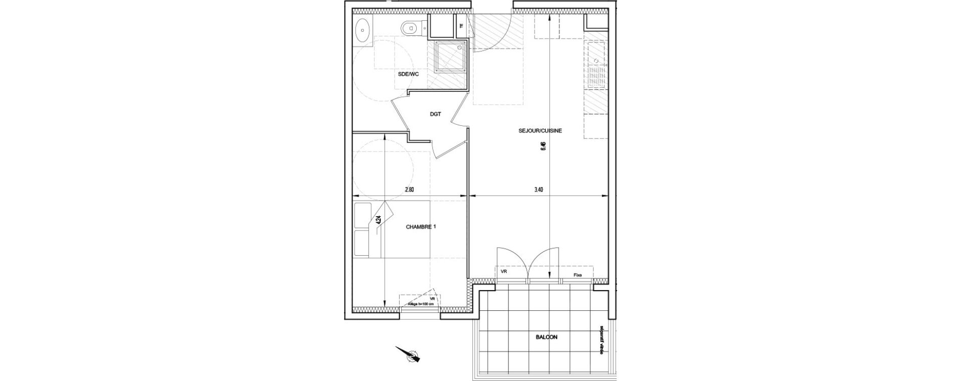 Appartement T2 de 41,21 m2 &agrave; Nice Cimiez