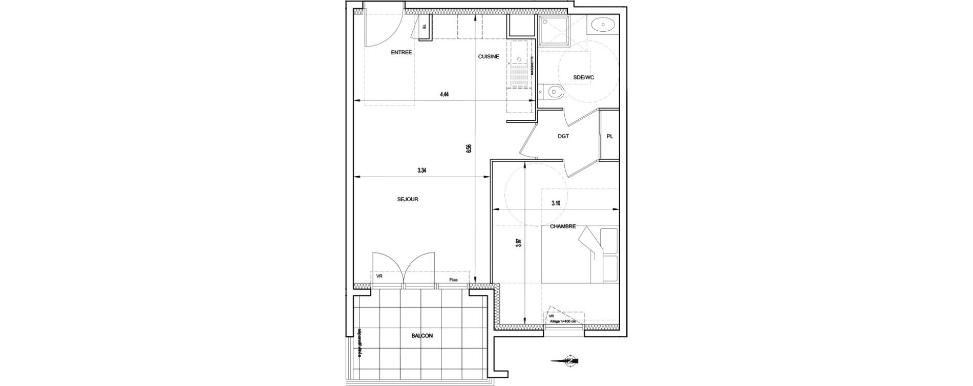 Appartement T2 de 44,40 m2 &agrave; Nice Cimiez