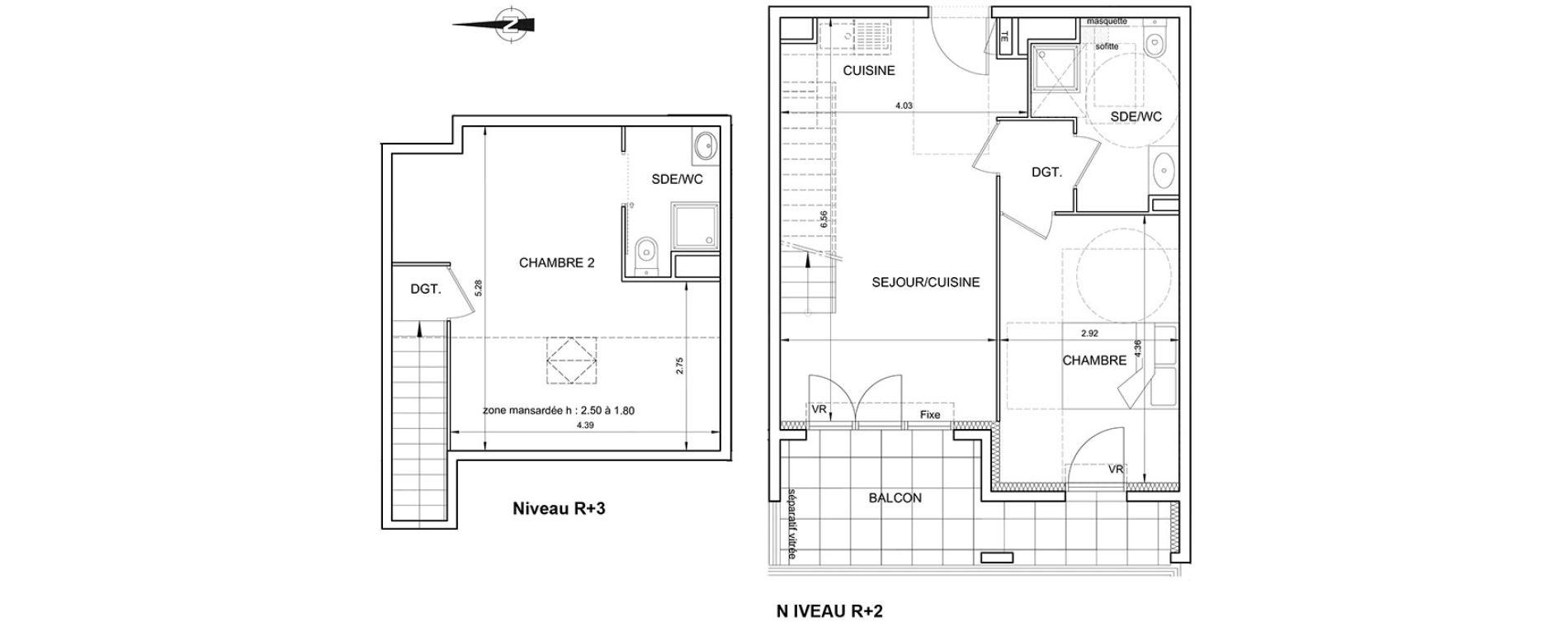 Duplex T3 de 68,89 m2 &agrave; Nice Cimiez