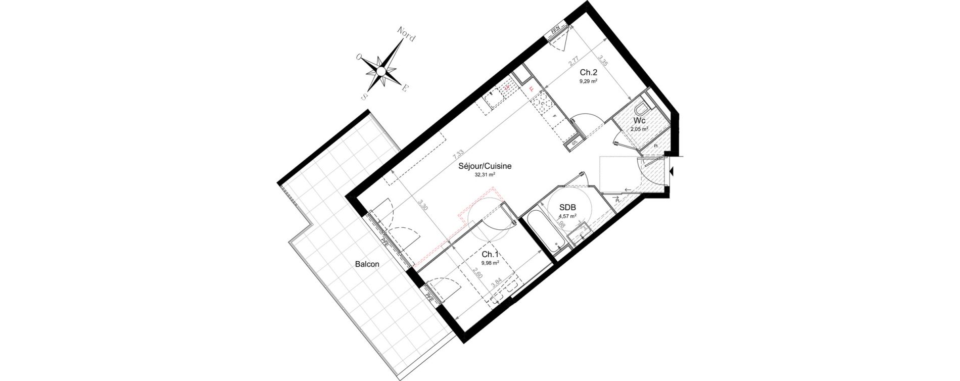 Appartement T3 de 58,20 m2 &agrave; Nice Riquier