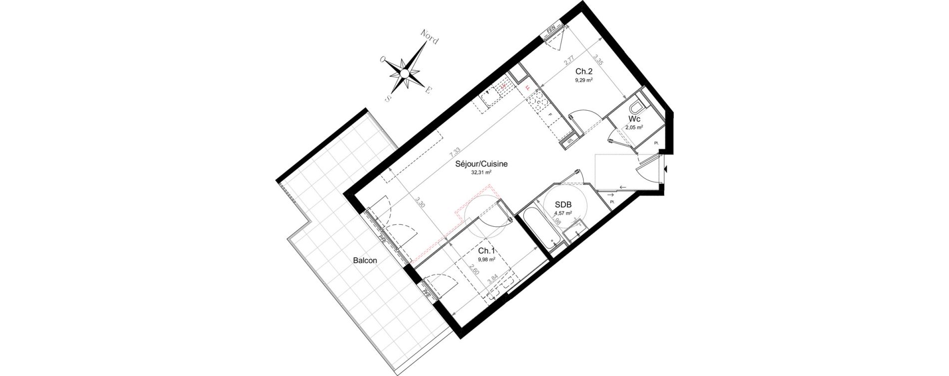 Appartement T3 de 58,20 m2 &agrave; Nice Riquier