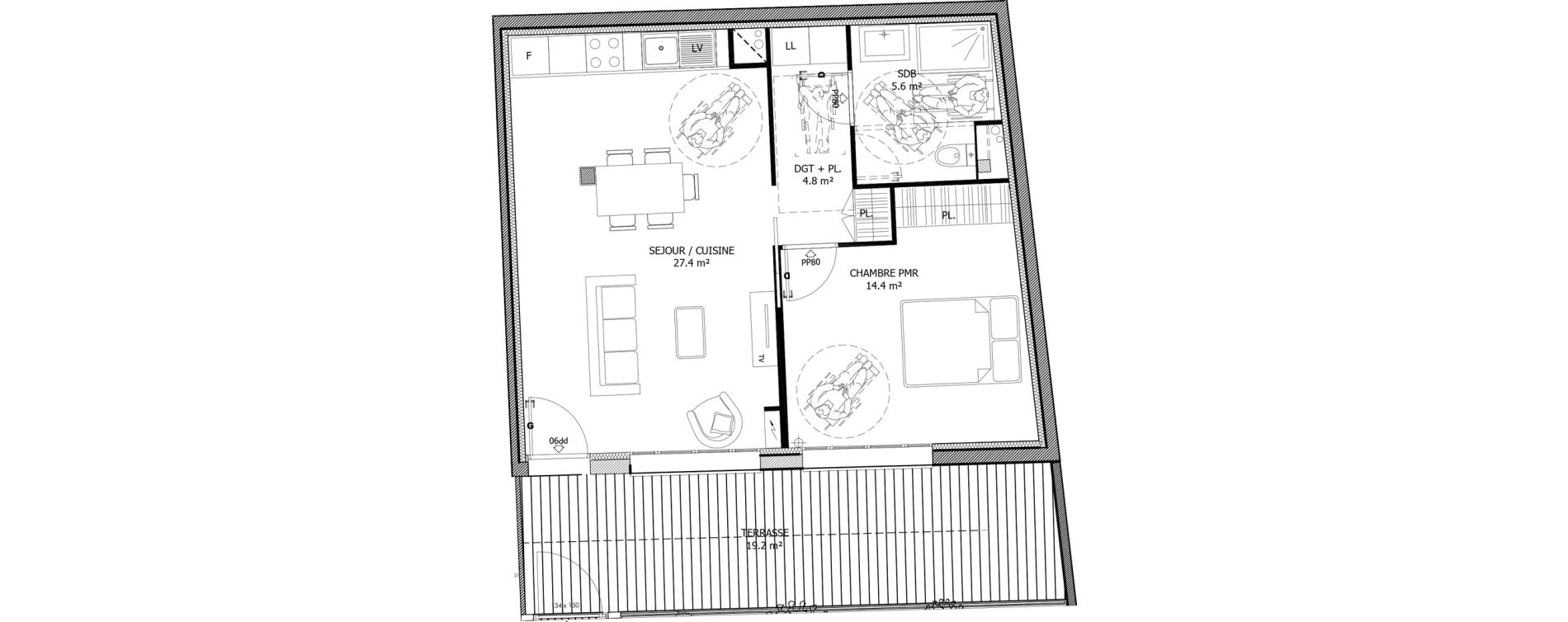 Appartement T2 de 52,20 m2 &agrave; Nice Diables bleus