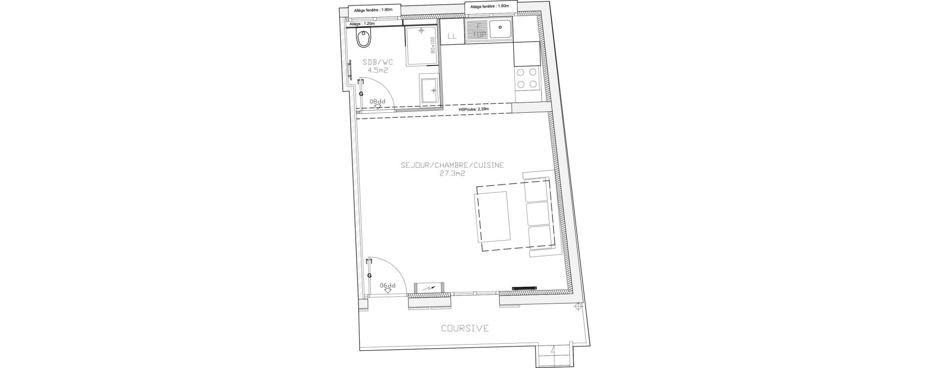 Appartement T2 de 31,80 m2 &agrave; Nice Diables bleus