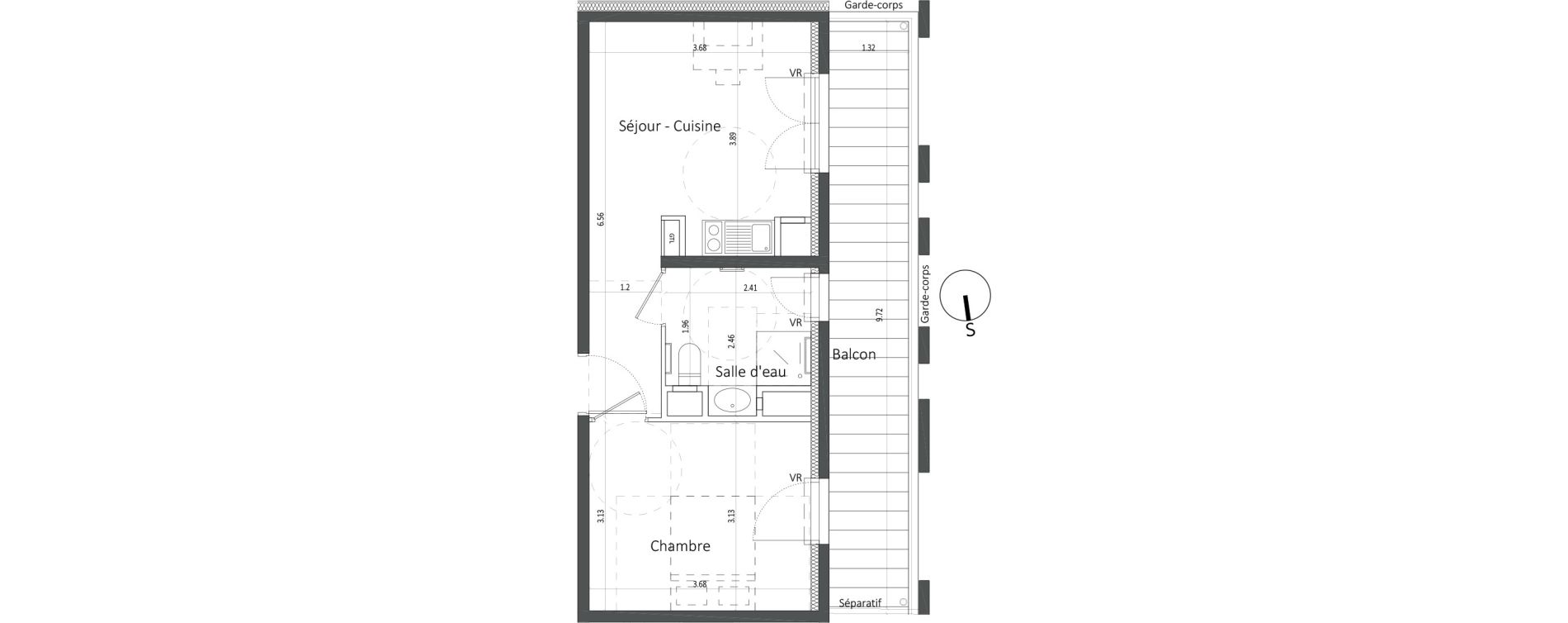 Appartement T2 de 33,40 m2 &agrave; Nice Saint roch