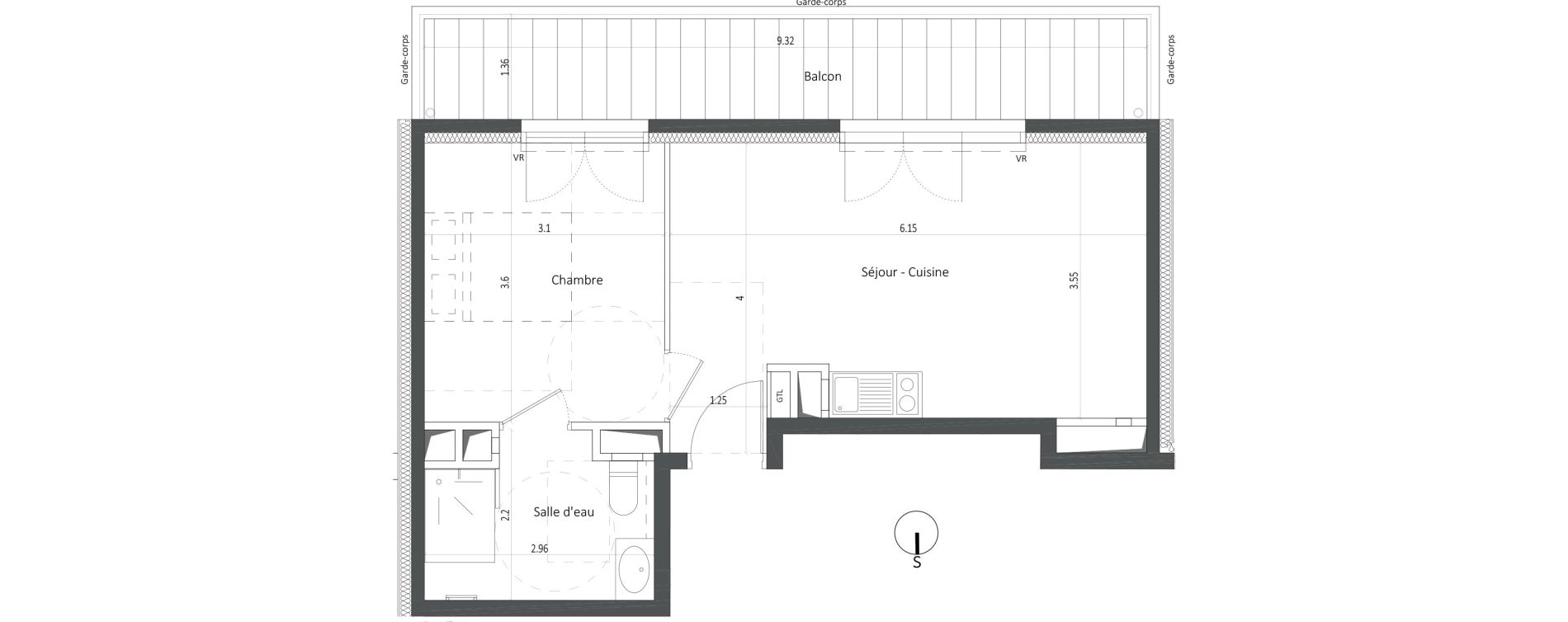 Appartement T2 de 38,70 m2 &agrave; Nice Saint roch