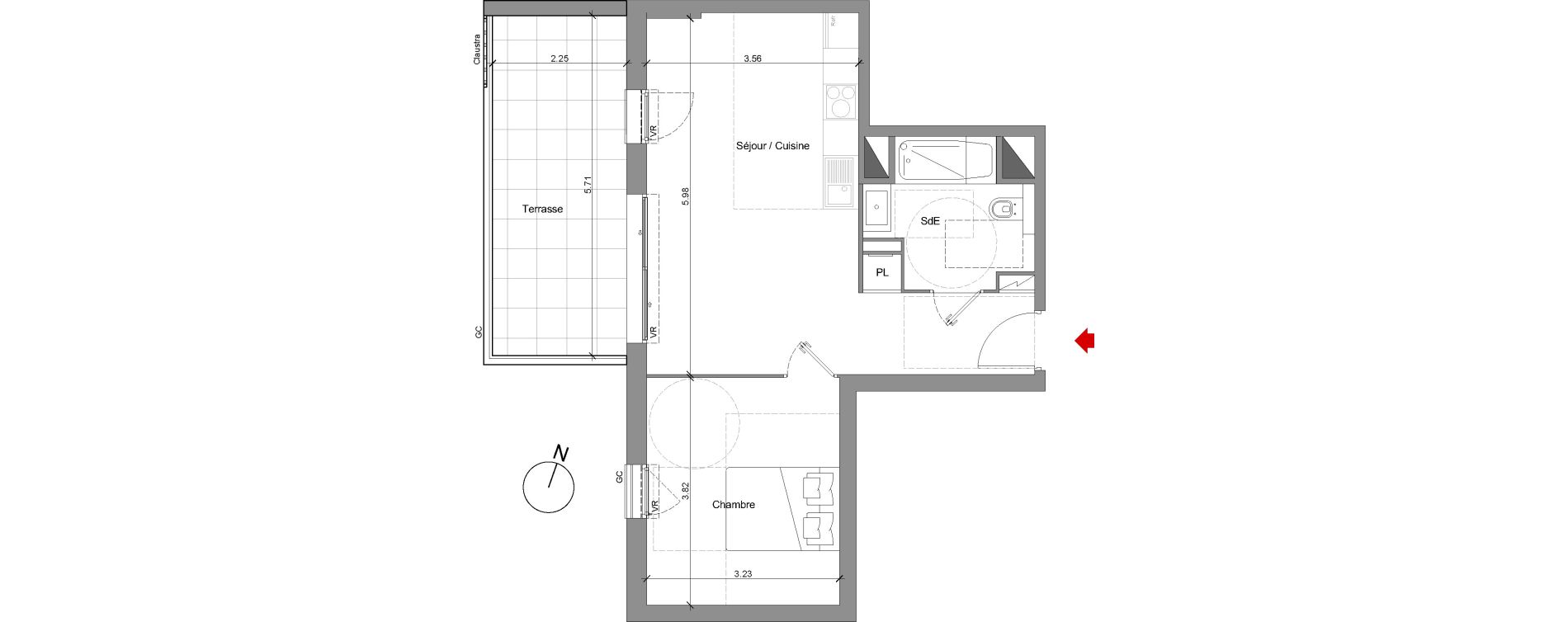 Appartement T2 de 43,92 m2 &agrave; Nice Saint antoine
