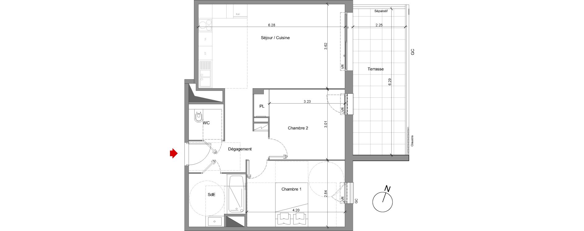 Appartement T3 de 59,23 m2 &agrave; Nice Saint antoine