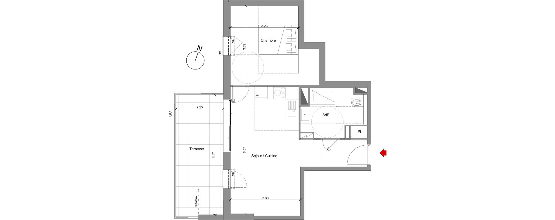 Appartement T2 de 44,82 m2 &agrave; Nice Saint antoine